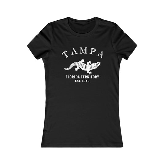 Tampa Florida Vintage Retro Womens Fitted Ringspun Cotton Tee - White Logo