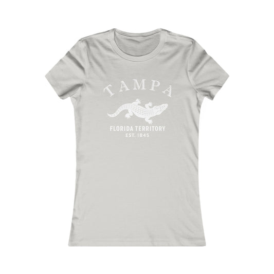 Tampa Florida Vintage Retro Womens Fitted Ringspun Cotton Tee - White Logo