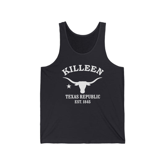 Killeen Texas Vintage Retro Unisex Cotton Jersey Tank Top - White Logo