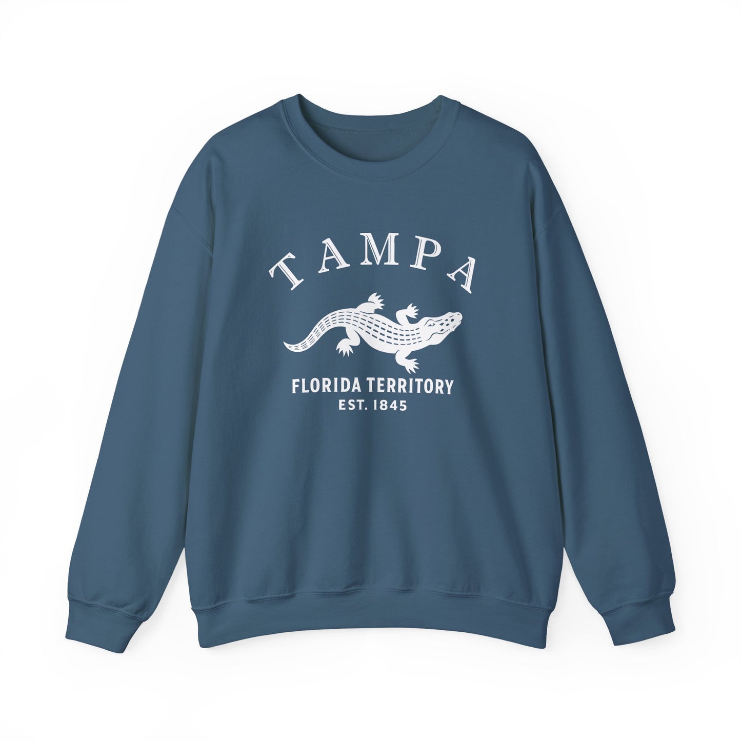 Tampa Florida Vintage Retro Unisex Heavy Crewneck Sweatshirt - White Logo