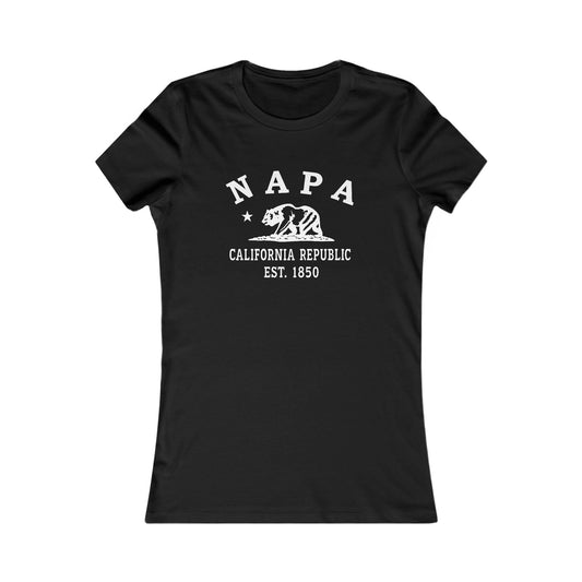 Napa California Vintage Retro Womens Fitted Ringspun Cotton Tee - White Logo
