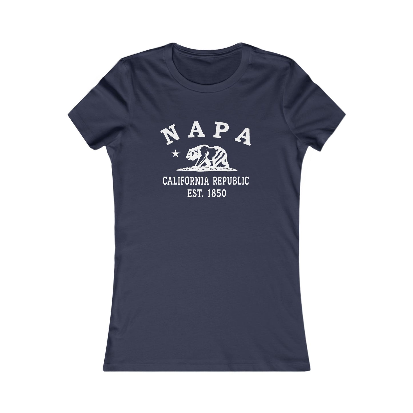 Napa California Vintage Retro Womens Fitted Ringspun Cotton Tee - White Logo