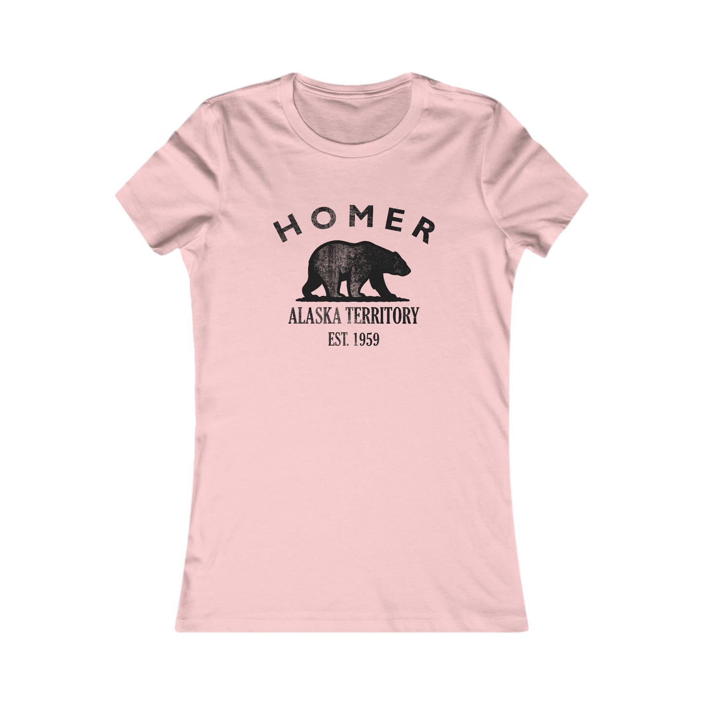 Homer Alaska Vintage Retro Womens Fitted Ringspun Cotton Tee - Black Logo