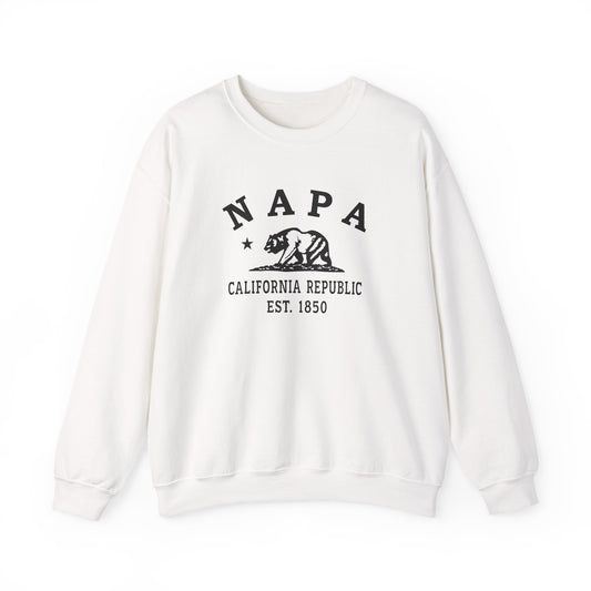 Napa California Vintage Retro Unisex Heavy Crewneck Sweatshirt - Black Logo
