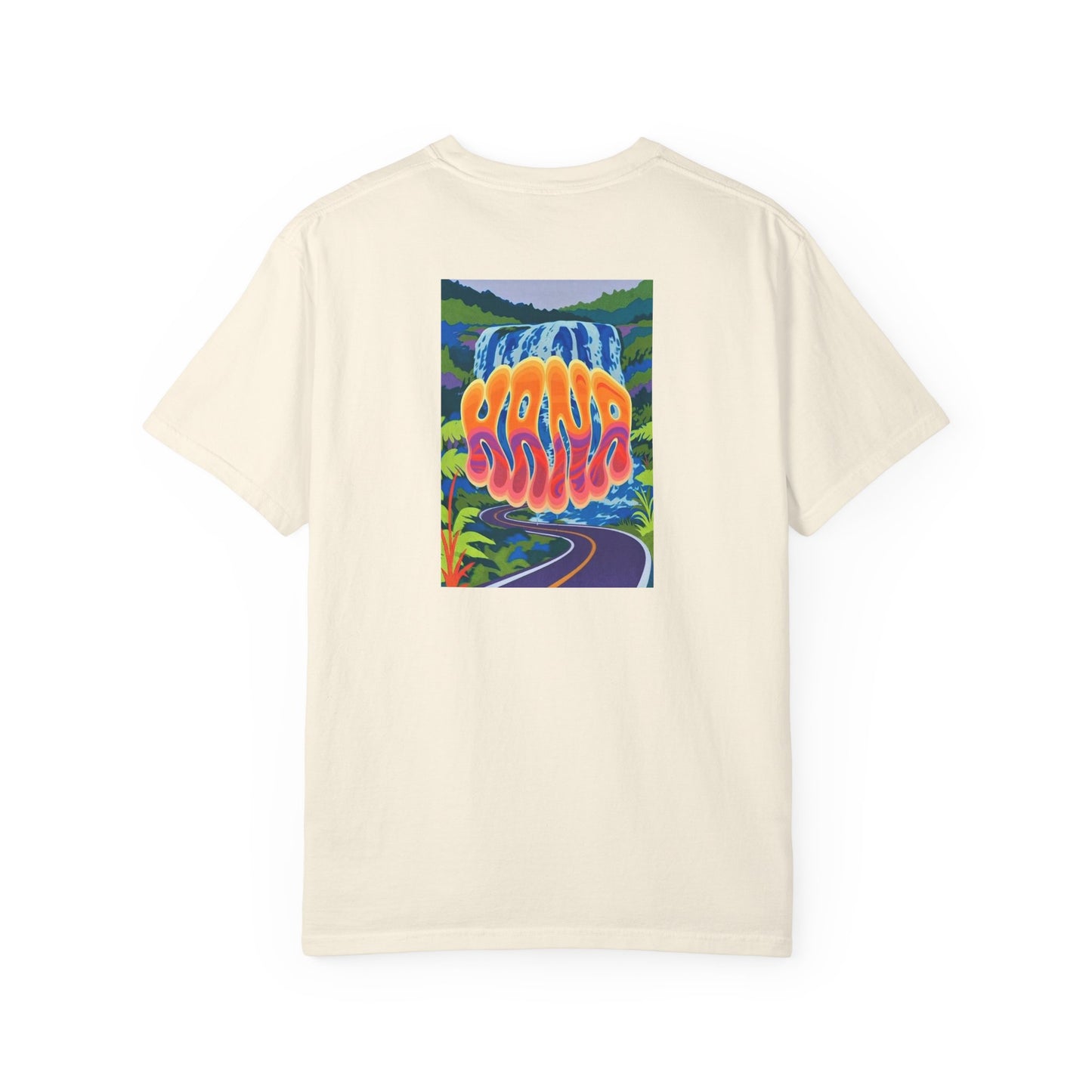 Hana Hawaii Vintage Retro Back Printed Art Series Cotton Tee - Black Logo