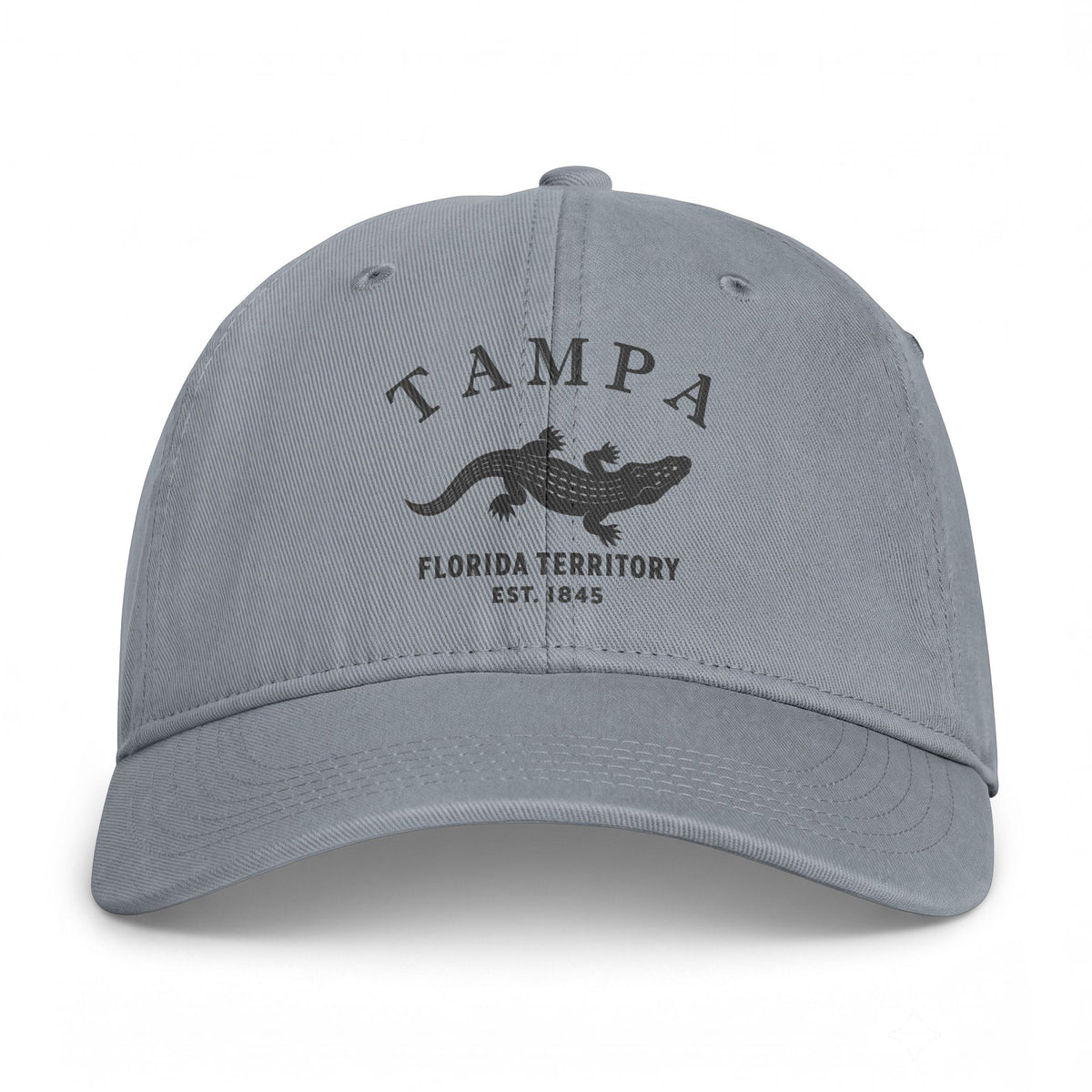 Tampa Florida Distressed Cotton Cap - Charcoal Print Logo