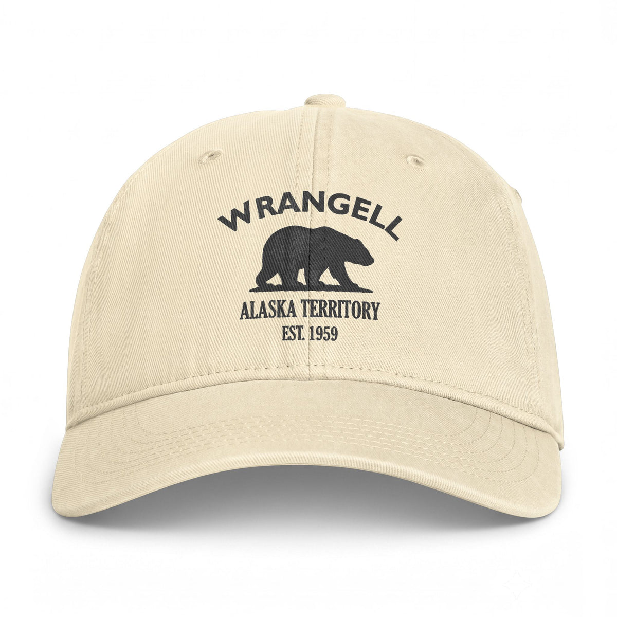 Wrangell Alaska Distressed Cotton Cap - Charcoal Print Logo