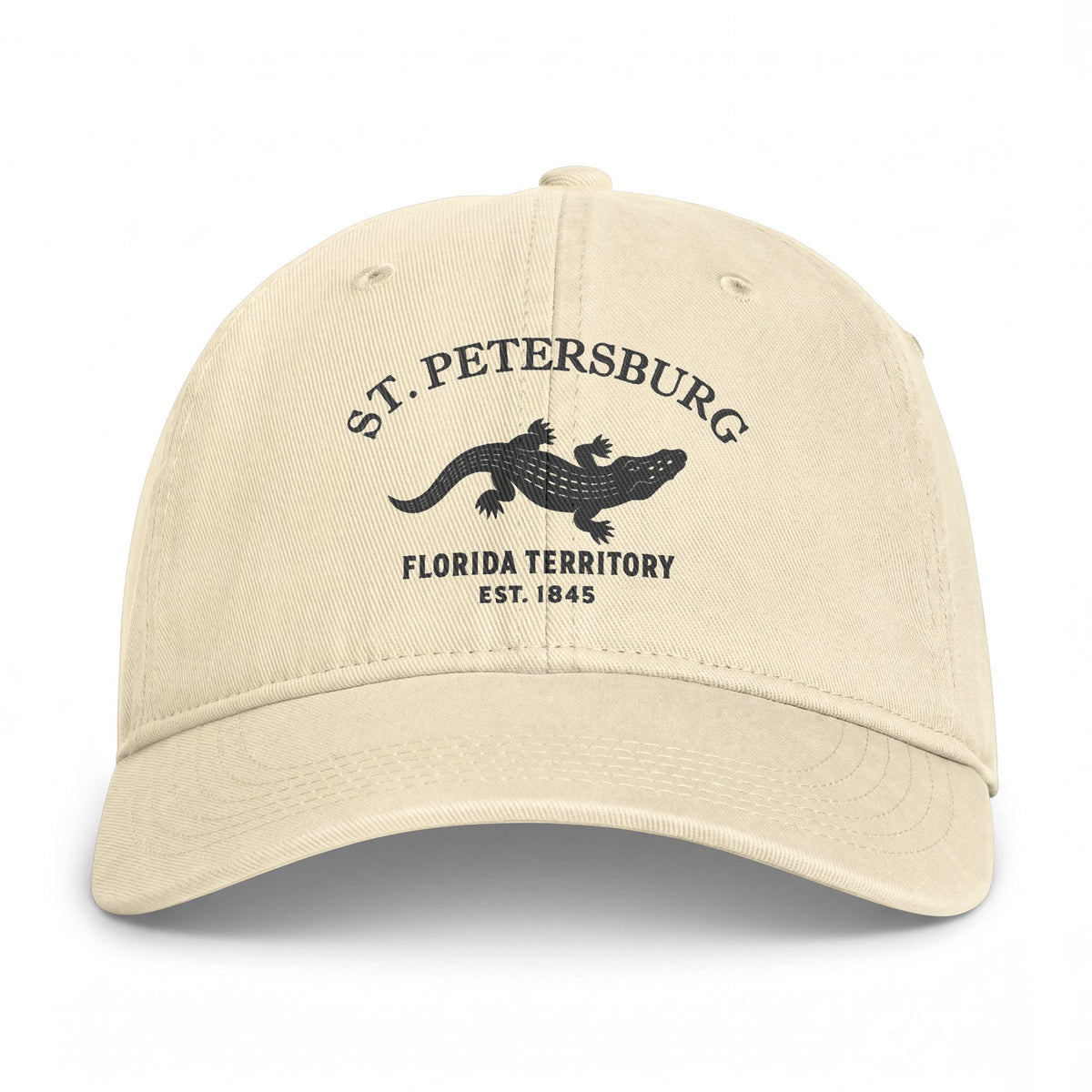 St Petersburg Florida Distressed Cotton Cap - Charcoal Print Logo
