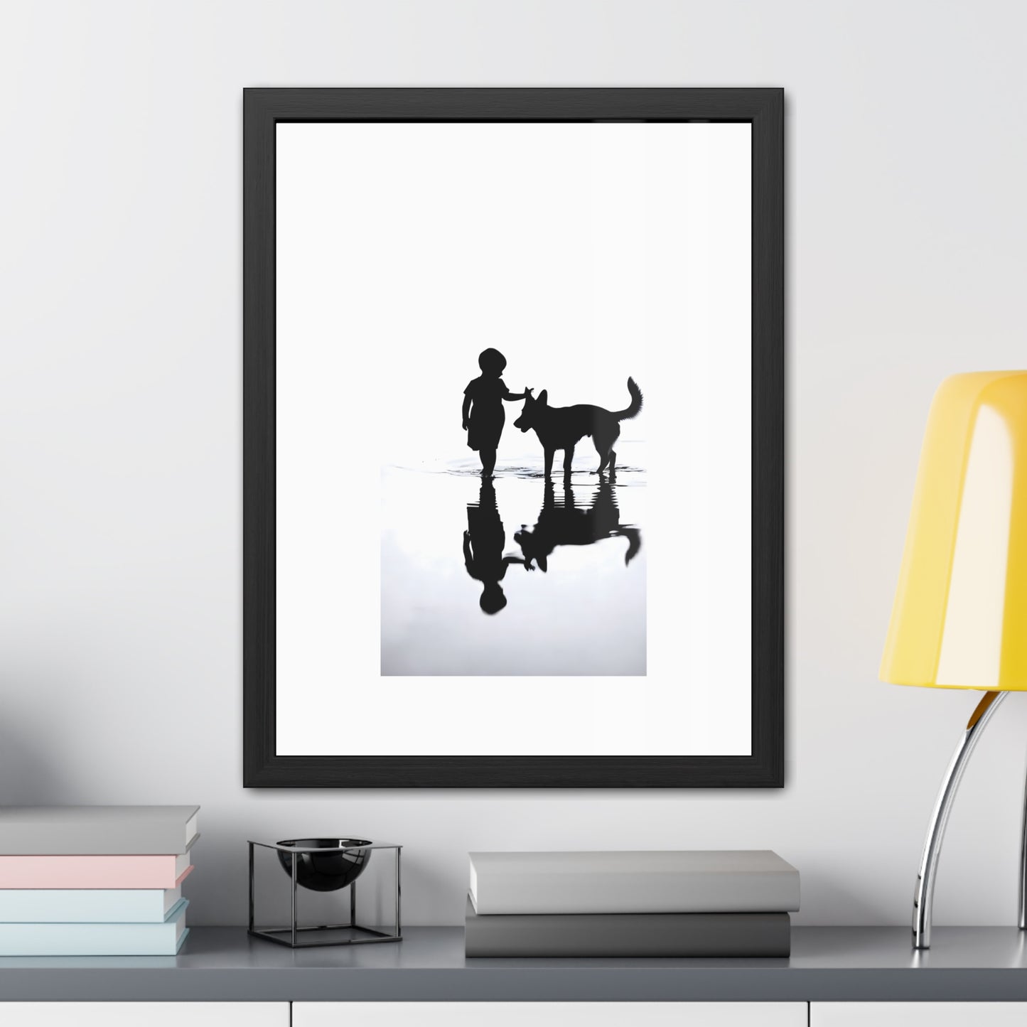 Boy and Hound Portrait - Tide & Light Series Framed Poster