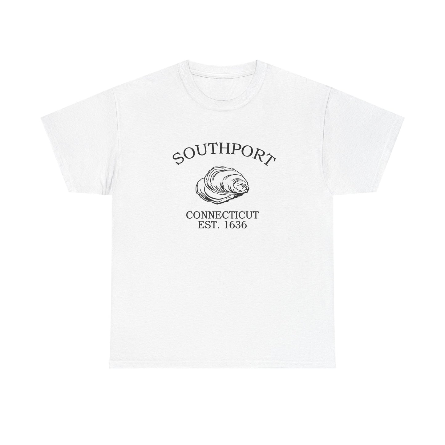 Southport Connecticut Vintage Retro Unisex Heavy Cotton Tee - Black Logo