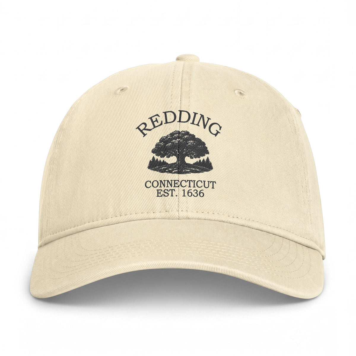 Redding Connecticut Distressed Cotton Cap - Charcoal Print Logo