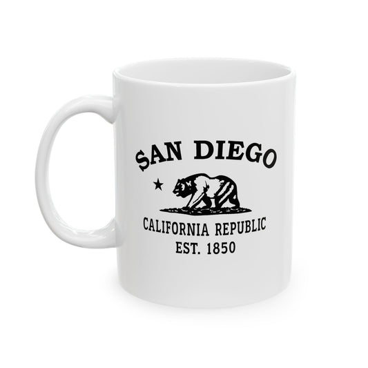 San Diego California Vintage Retro Ceramic Mug - Black Logo
