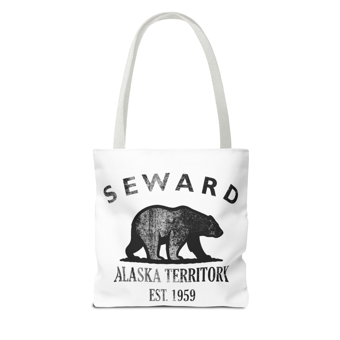 Seward Alaska Vintage Retro Light Canvas Tote - Black Logo
