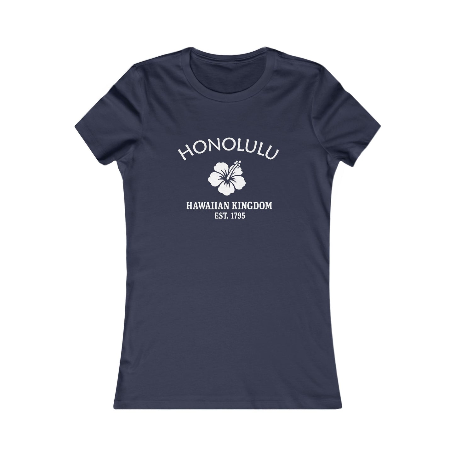 Honolulu Hawaii Vintage Retro Womens Fitted Ringspun Cotton Tee - White Logo