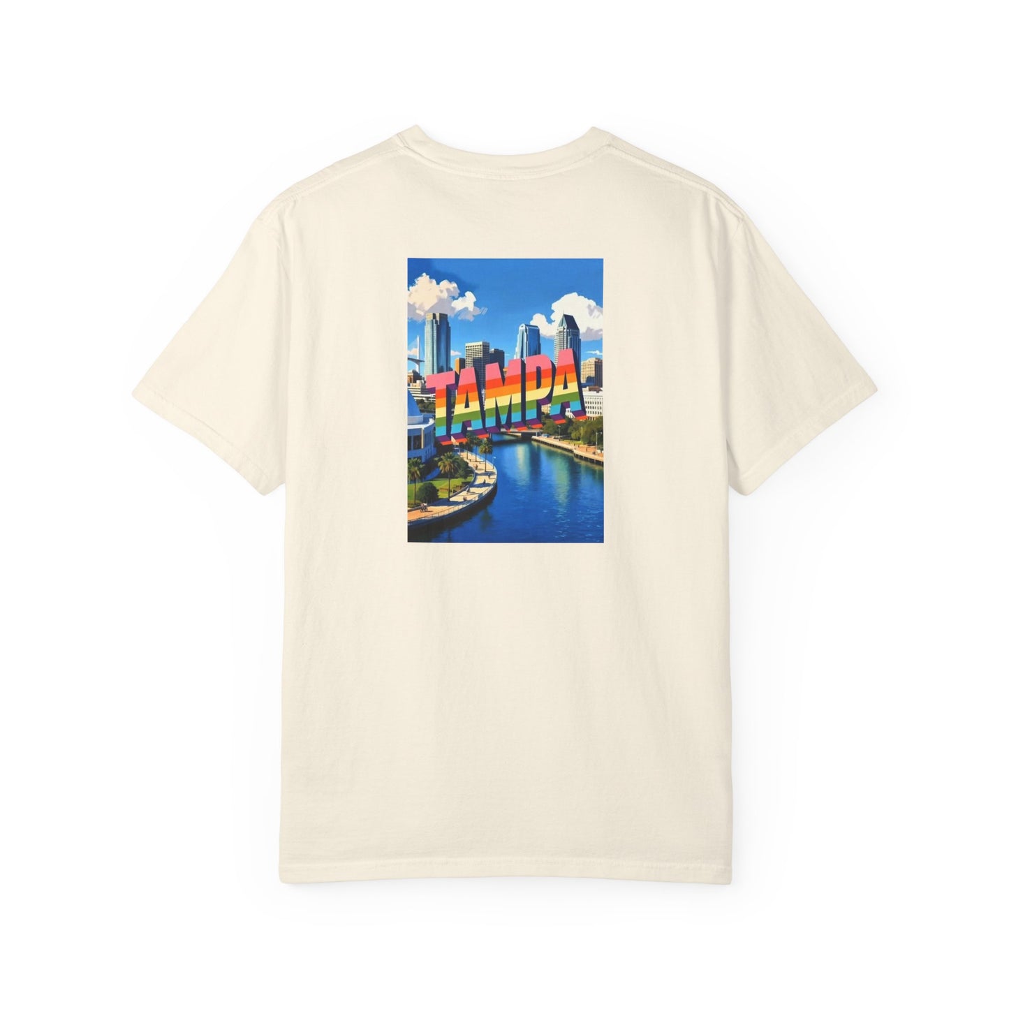 Tampa Florida Vintage Retro Back Printed Art Series Cotton Tee - Black Logo