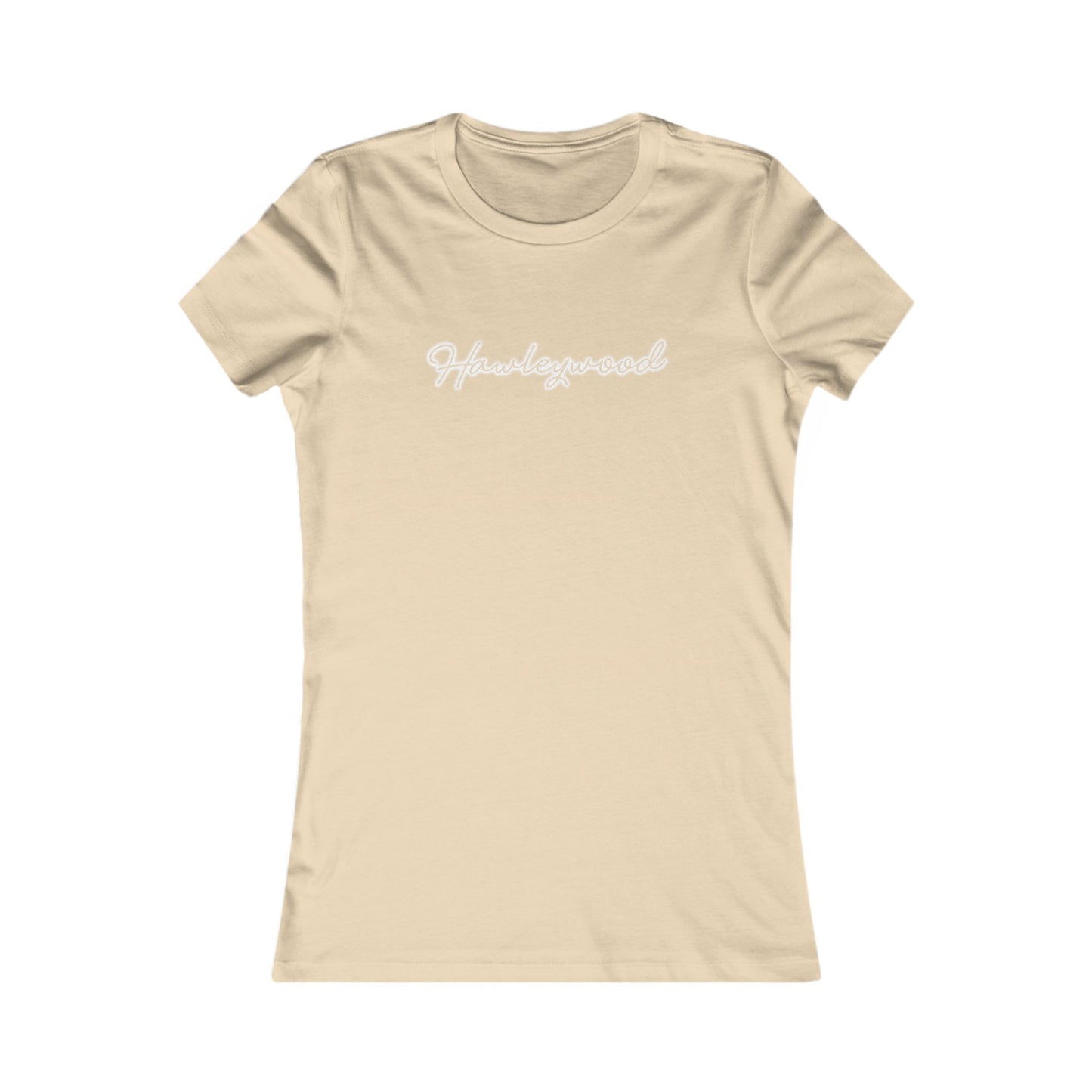 Hawleywood Vintage Retro Ringspun Cotton Fitted Womens Tee - White Neon Logo