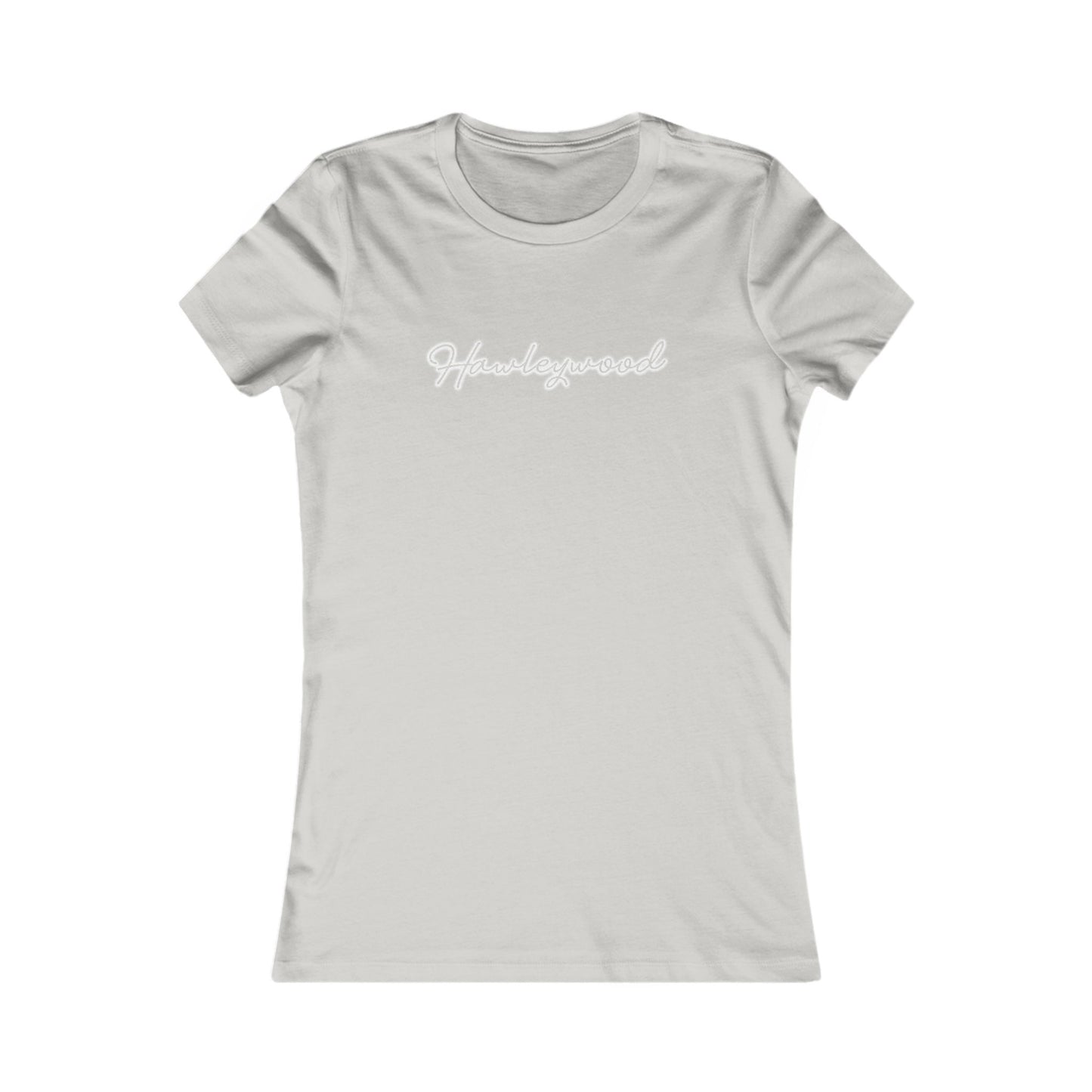 Hawleywood Vintage Retro Ringspun Cotton Fitted Womens Tee - White Neon Logo