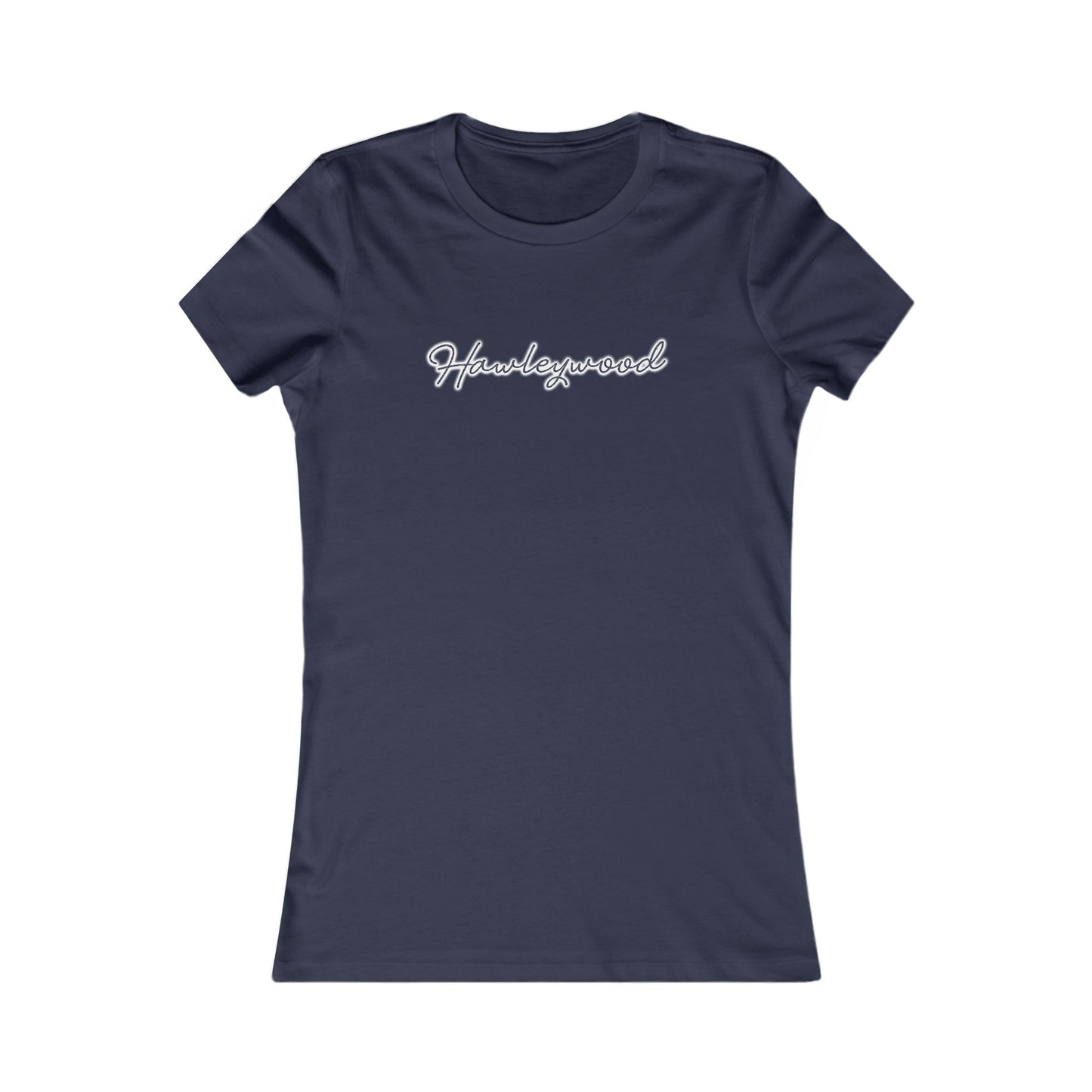 Hawleywood Vintage Retro Ringspun Cotton Fitted Womens Tee - White Neon Logo