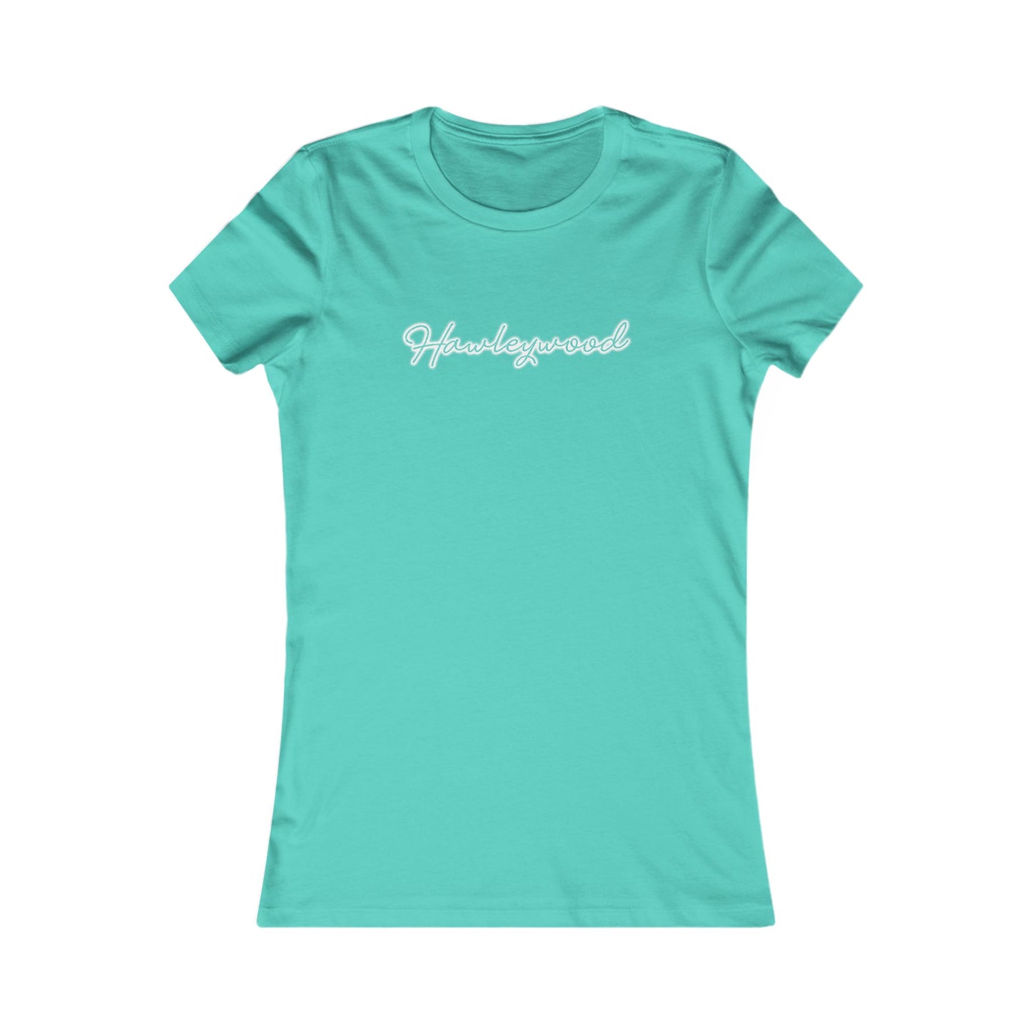 Hawleywood Vintage Retro Ringspun Cotton Fitted Womens Tee - White Neon Logo