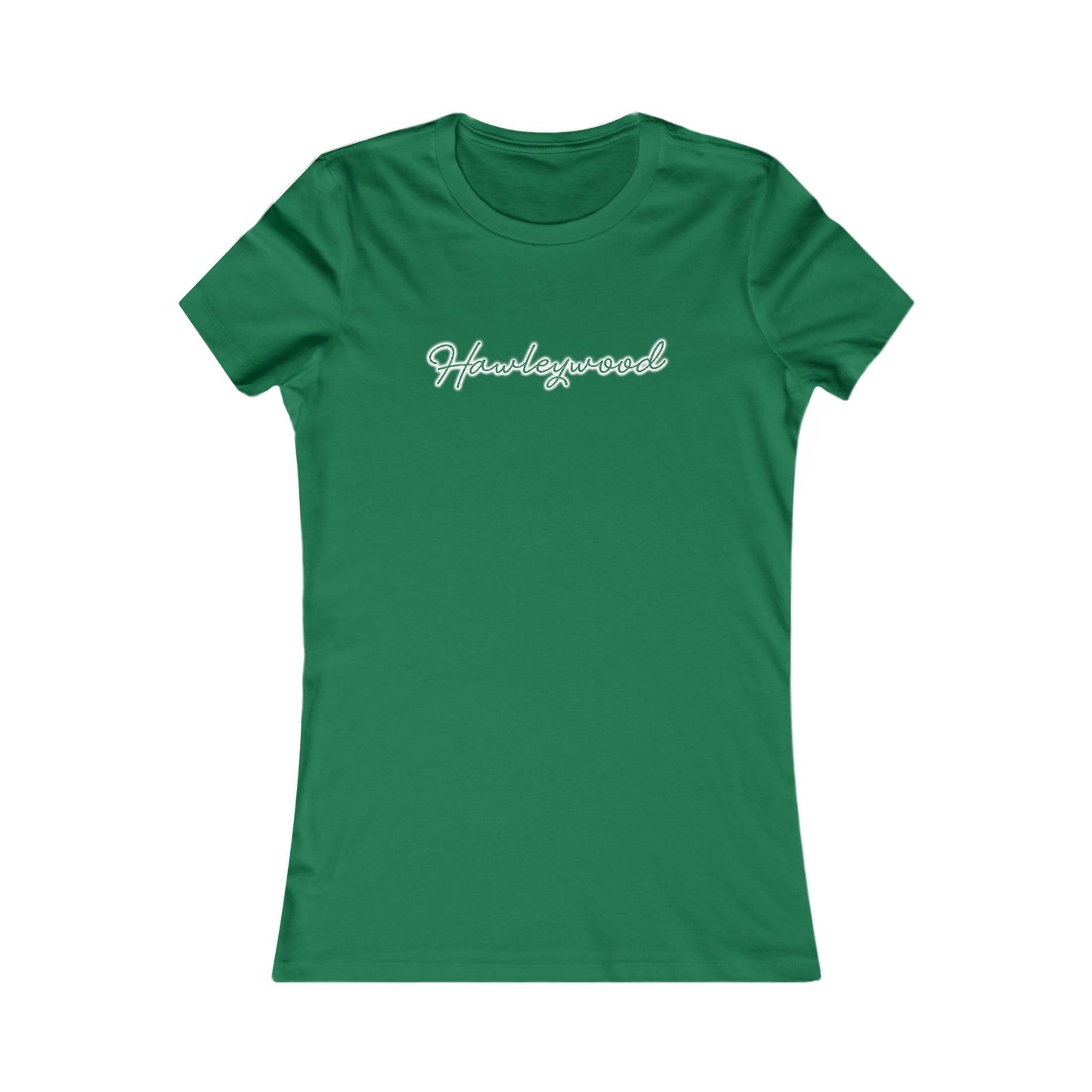 Hawleywood Vintage Retro Ringspun Cotton Fitted Womens Tee - White Neon Logo