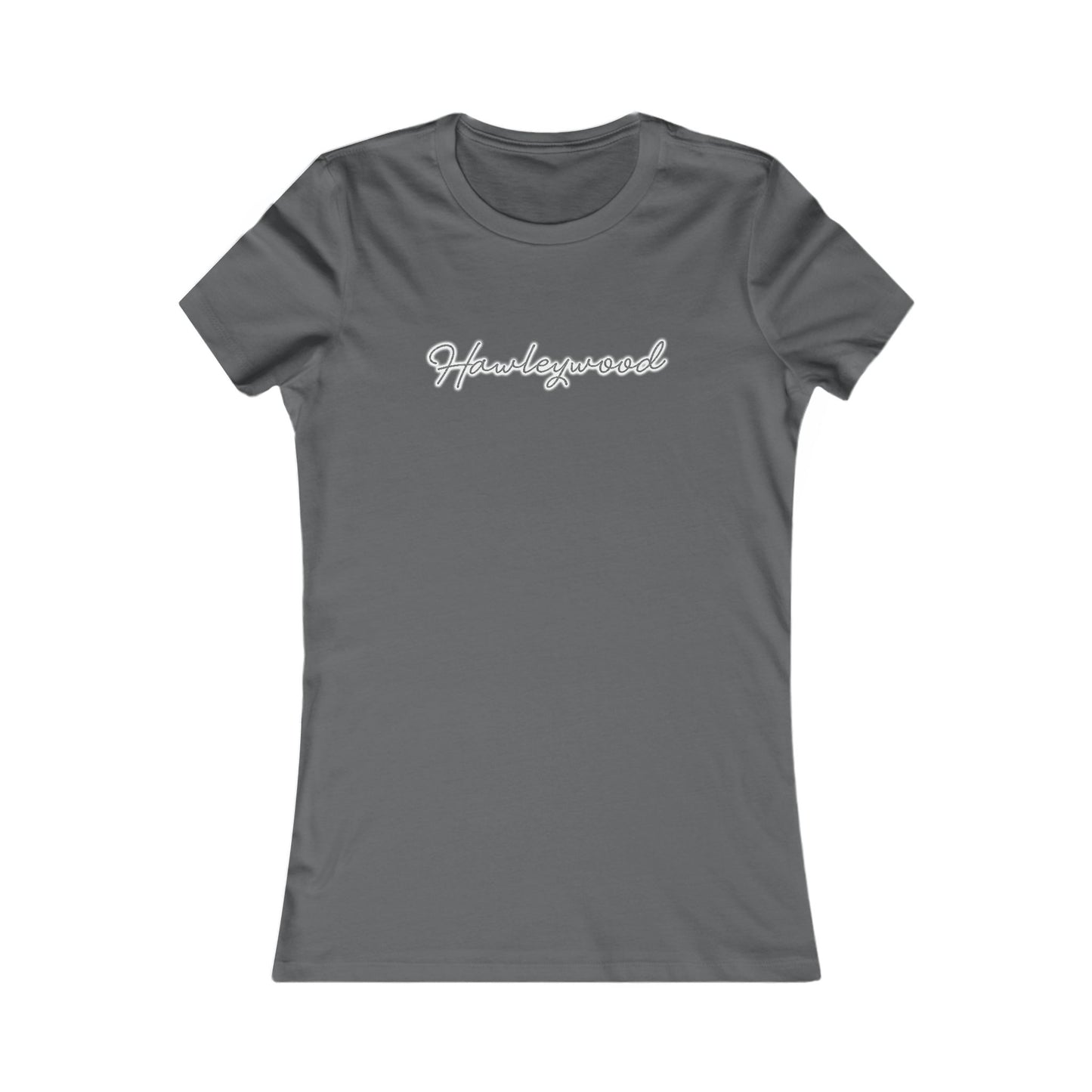 Hawleywood Vintage Retro Ringspun Cotton Fitted Womens Tee - White Neon Logo