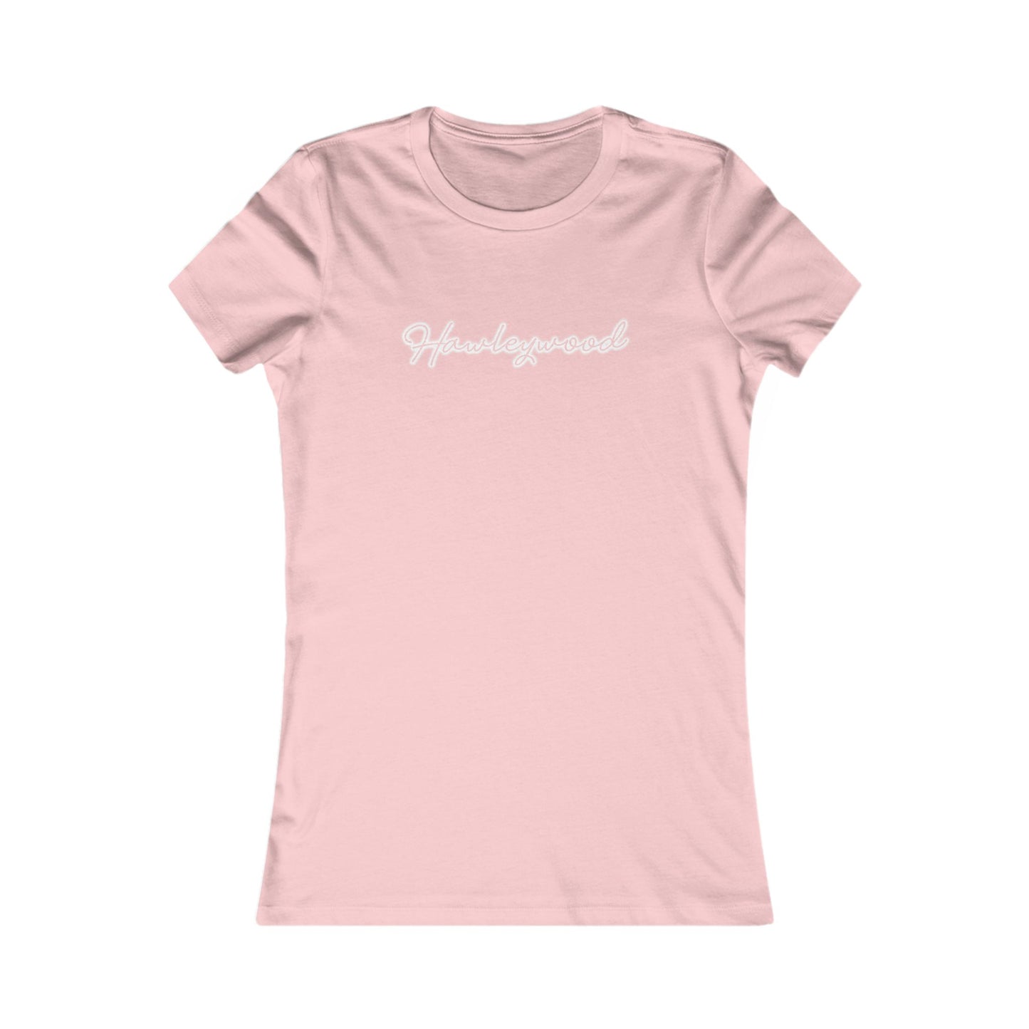 Hawleywood Vintage Retro Ringspun Cotton Fitted Womens Tee - White Neon Logo