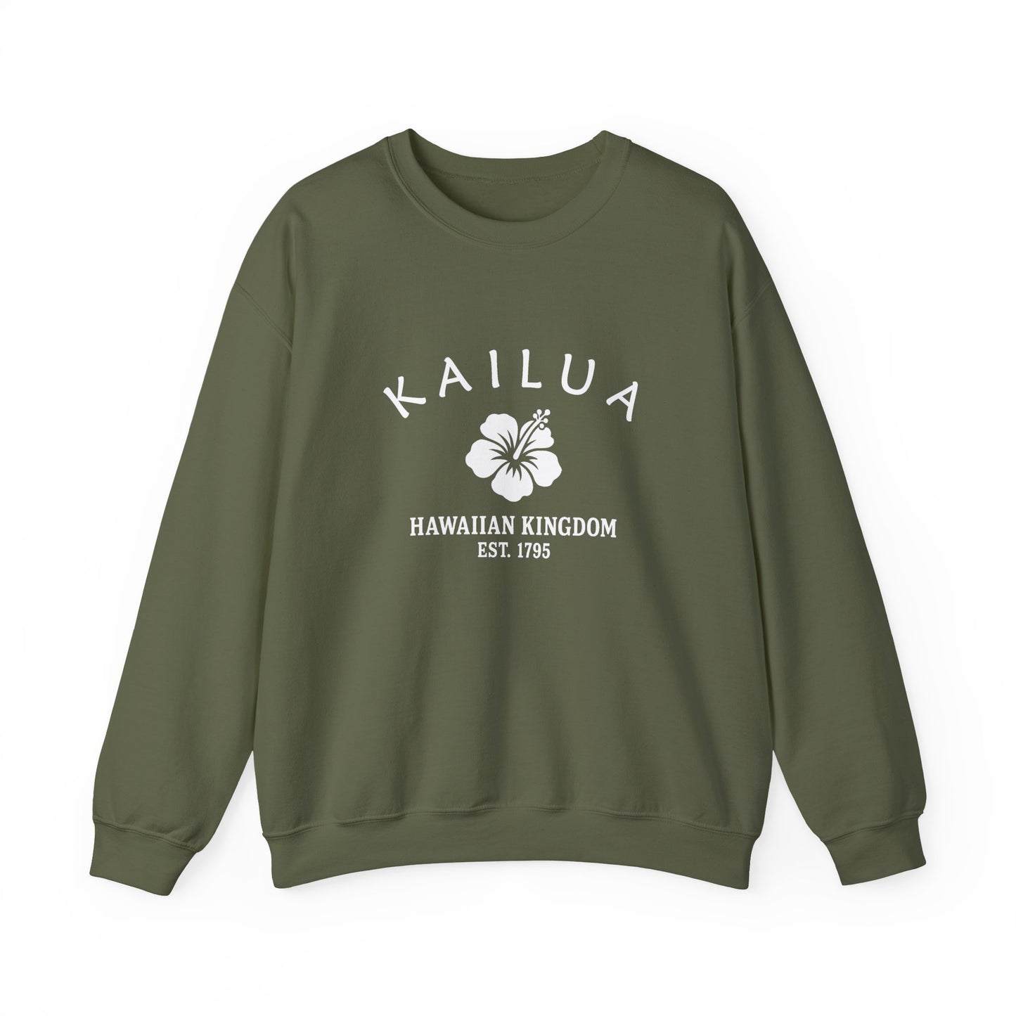 Kailua Hawaii Vintage Retro Unisex Heavy Crewneck Sweatshirt - White Logo