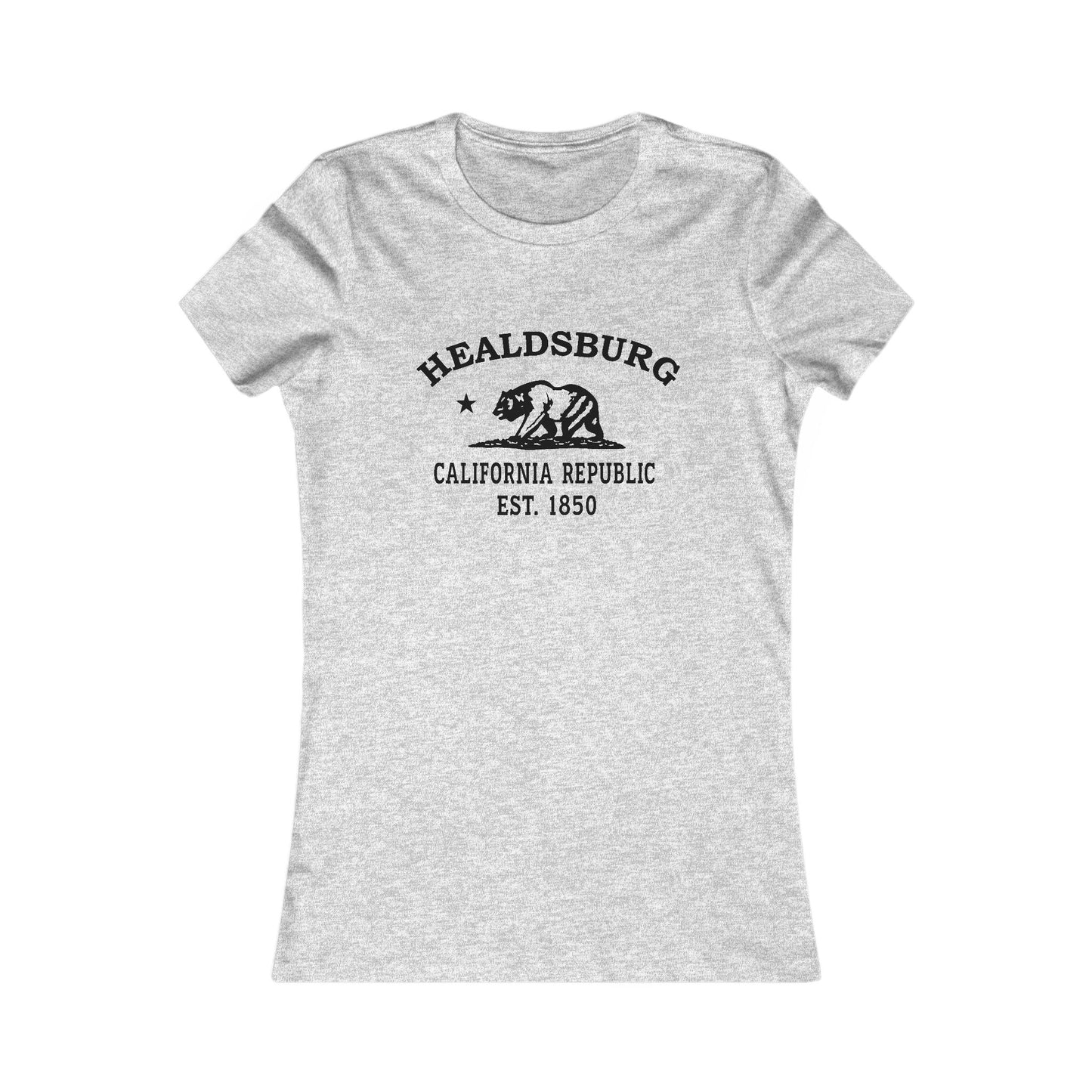 Healdsburg California Vintage Retro Womens Fitted Ringspun Cotton Tee - Black Logo