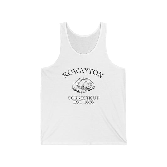 Rowayton Connecticut Unisex Cotton Jersey Tank Top - Black Logo