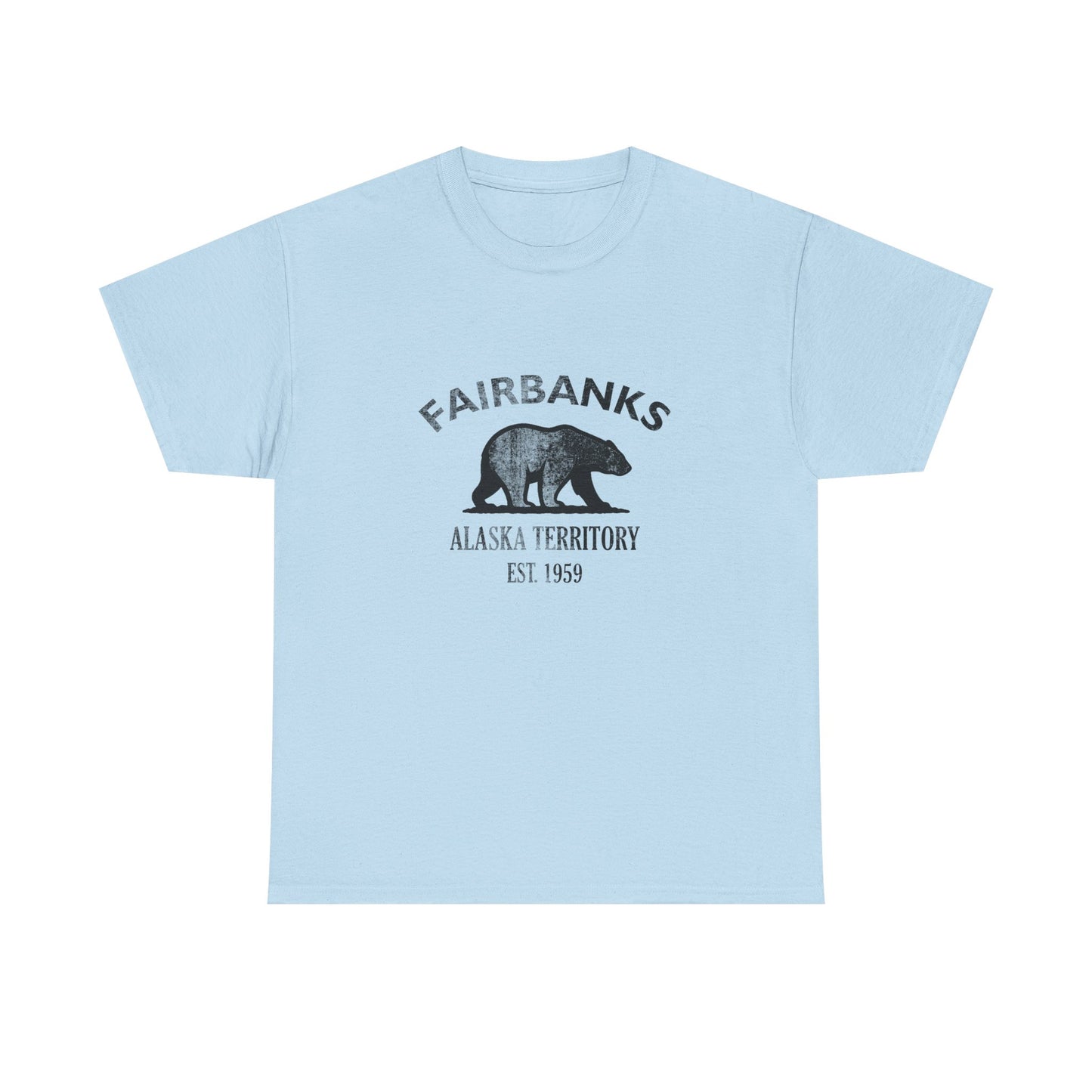 Fairbanks Alaska Vintage Retro Unisex Heavy Cotton Tee - Black Logo