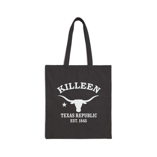Killeen Texas Vintage Retro Cotton Canvas Tote Bag - White Logo