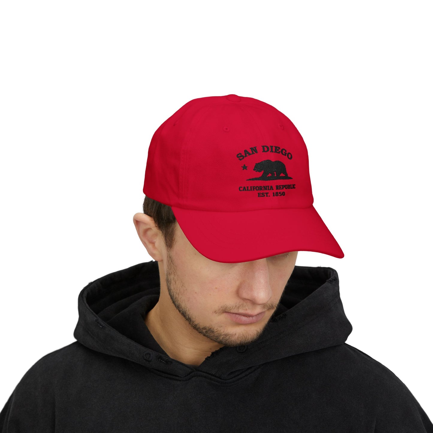 San Diego California Classic Embroidered Vintage Retro Cotton Cap - Black Logo
