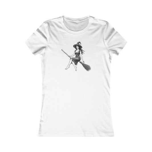 Stamford Connecticut LBD Harbor Witch Fitted Ringspun Cotton Womens Tee, Black Logo, Art Series, Image 2
