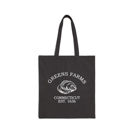 Greens Farms Connecticut Vintage Retro Cotton Canvas Tote Bag - White Logo