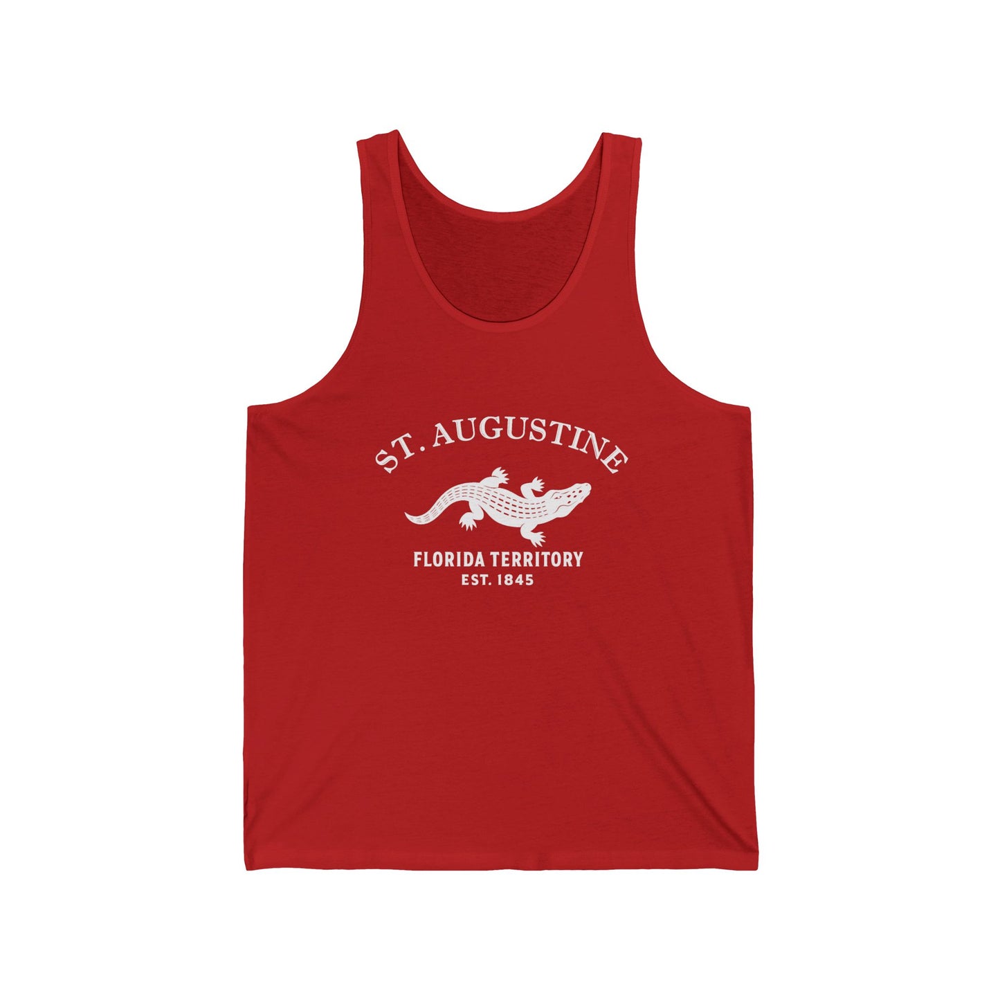 St Augustine Florida Vintage Retro Unisex Cotton Jersey Tank Top - White Logo