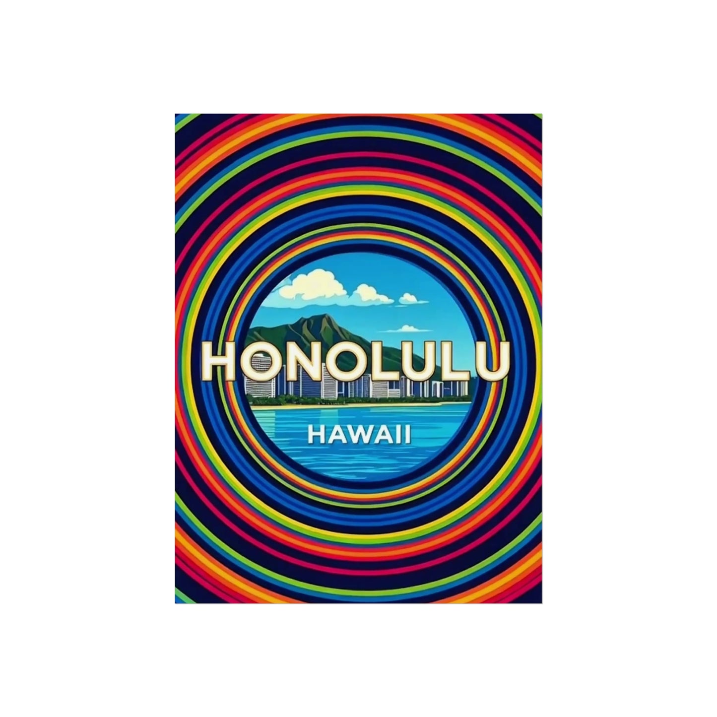 Honolulu Hawaii Vintage Retro Giclée Print Art Series Poster