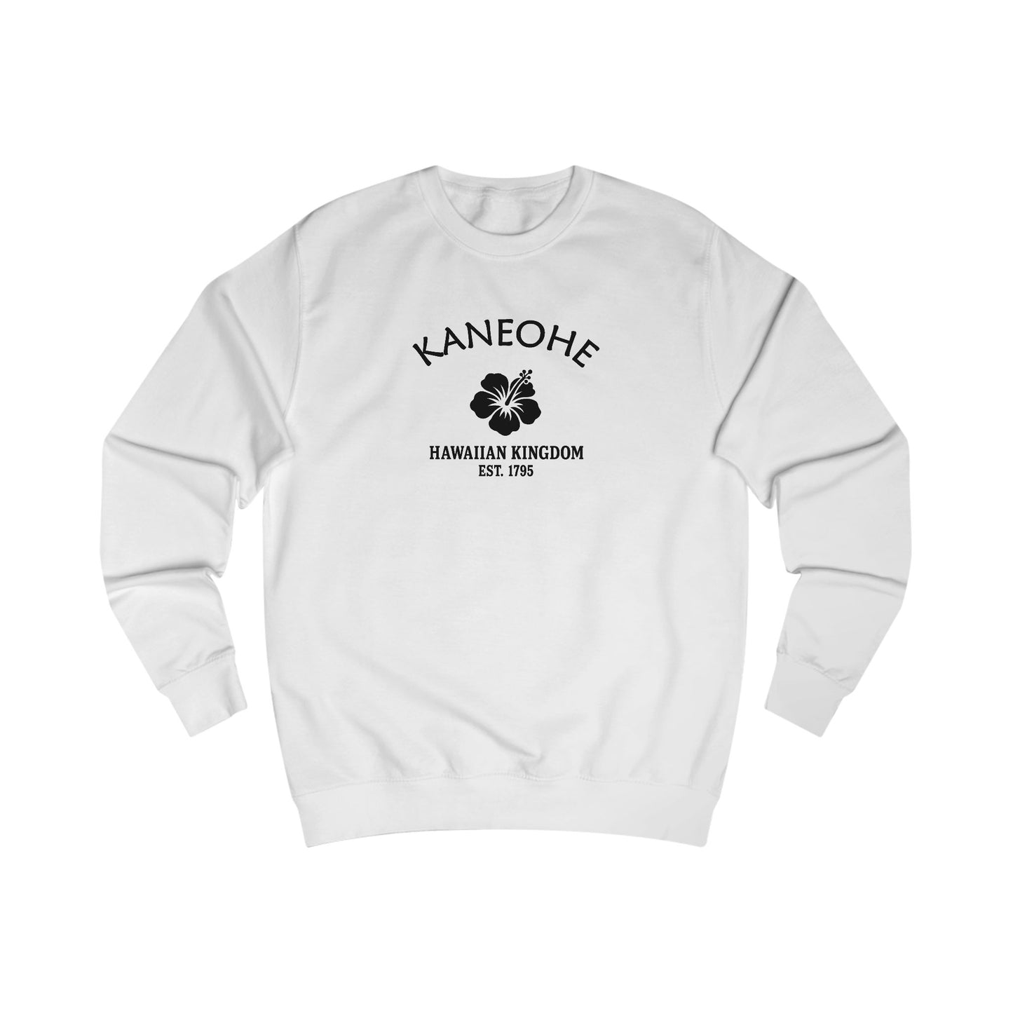 Kaneohe Hawaii Vintage Retro Premium Crewneck Sweatshirt - Black Logo - Arctic White
