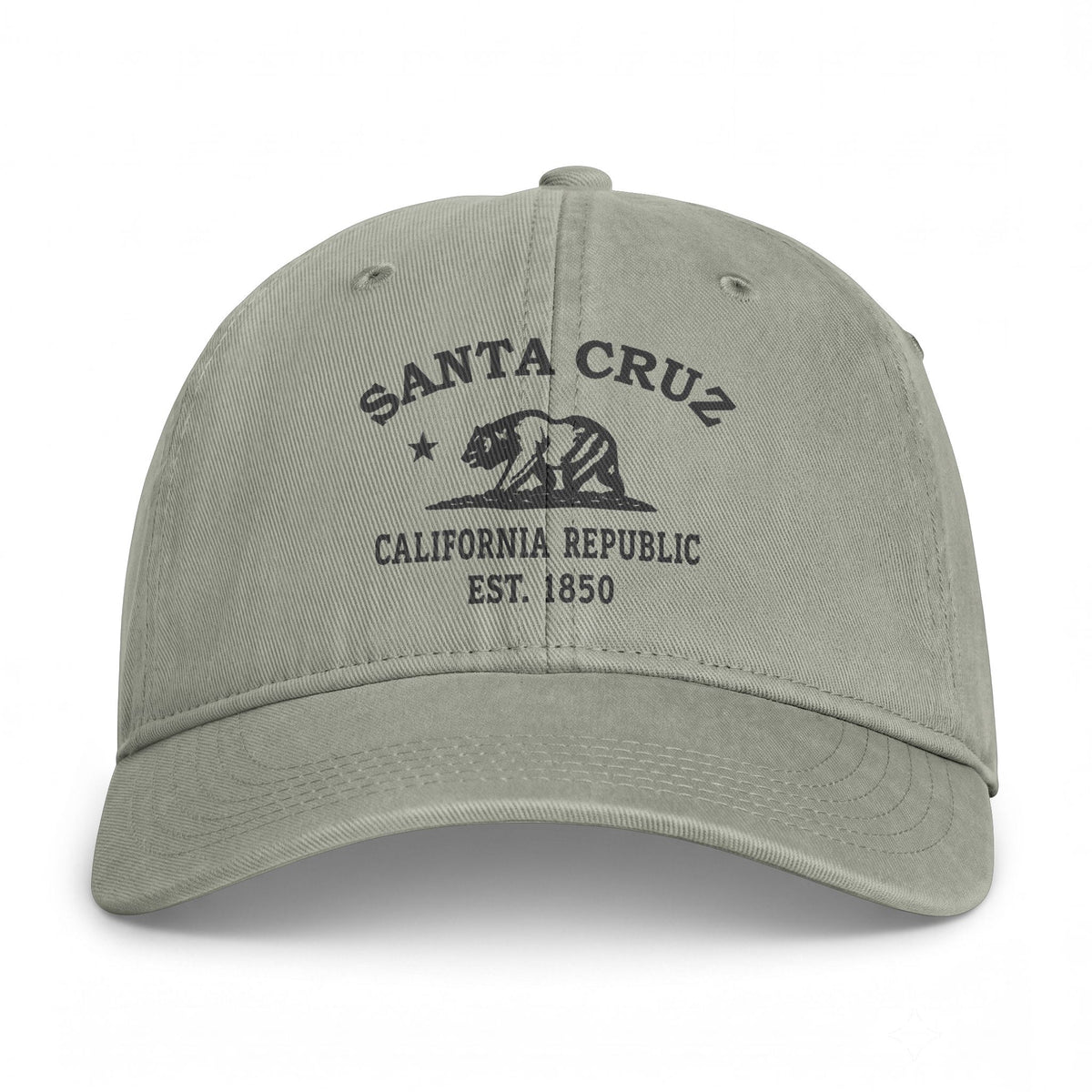 Santa Cruz California Distressed Cotton Cap - Charcoal Print Logo