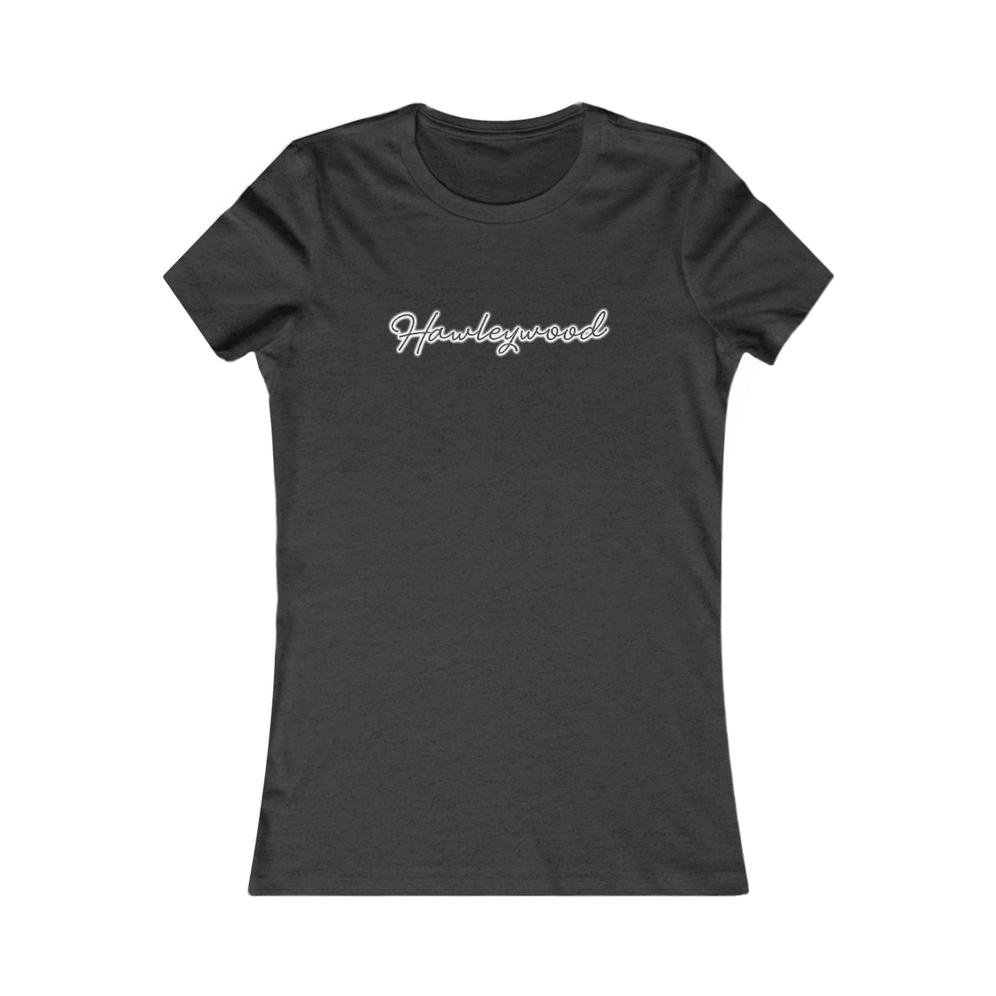 Hawleywood Vintage Retro Ringspun Cotton Fitted Womens Tee - White Neon Logo