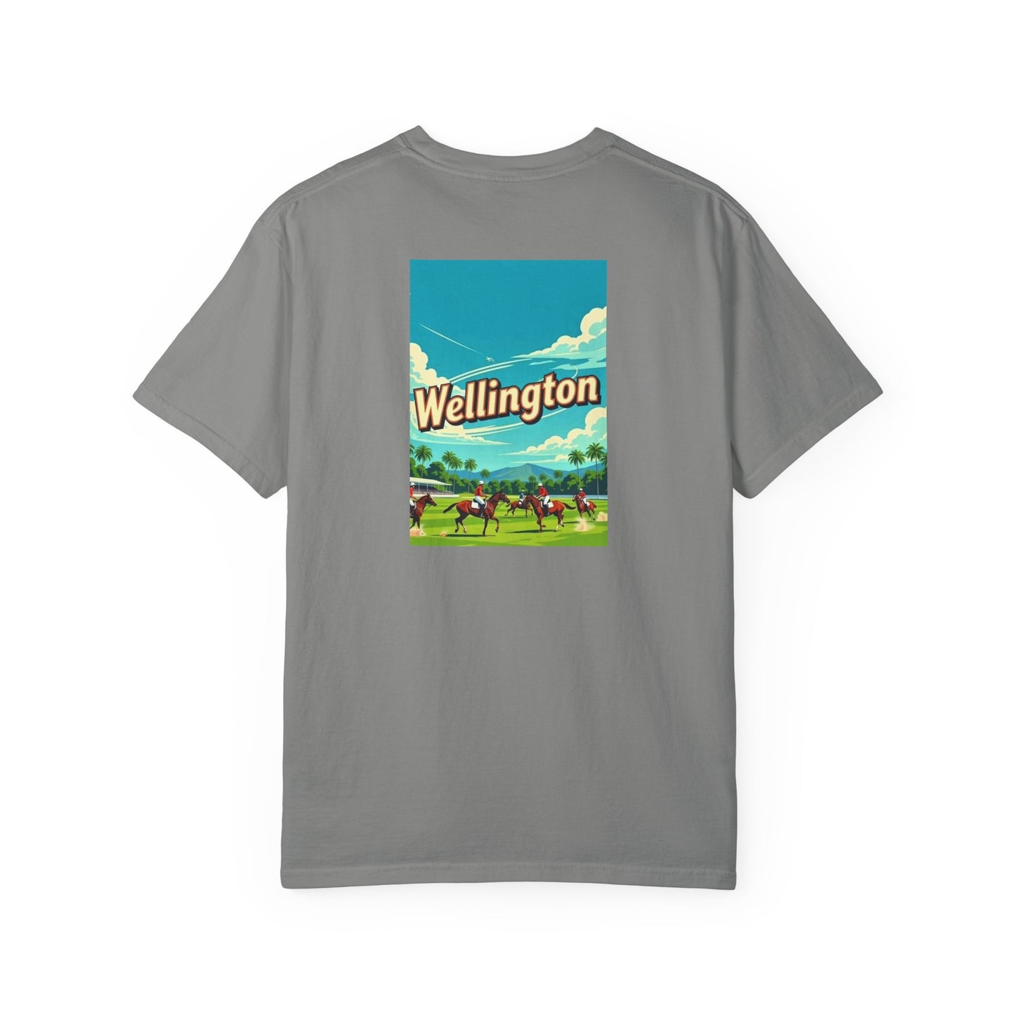 Wellington Florida Vintage Retro Back Printed Art Series Cotton Tee - Black Logo