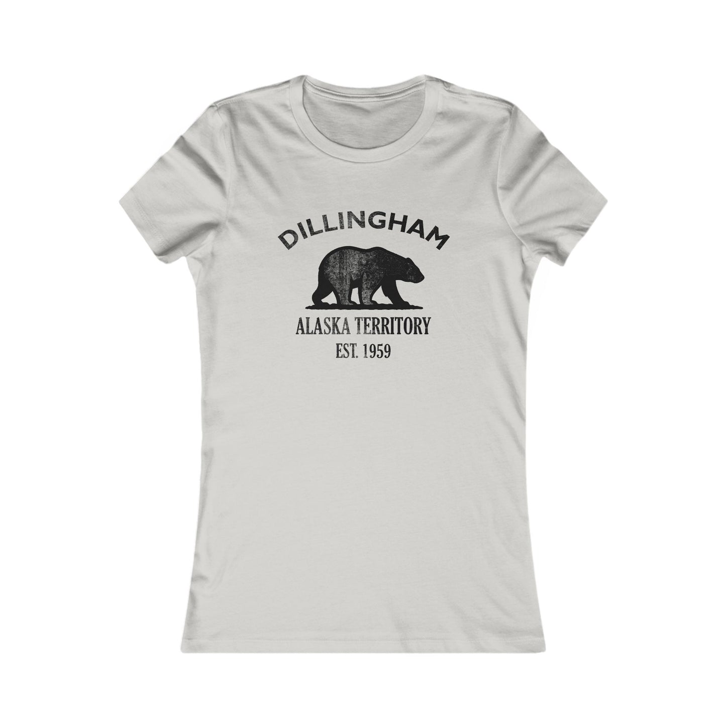 Dillingham Alaska Vintage Retro Womens Fitted Ringspun Cotton Tee - Black Logo
