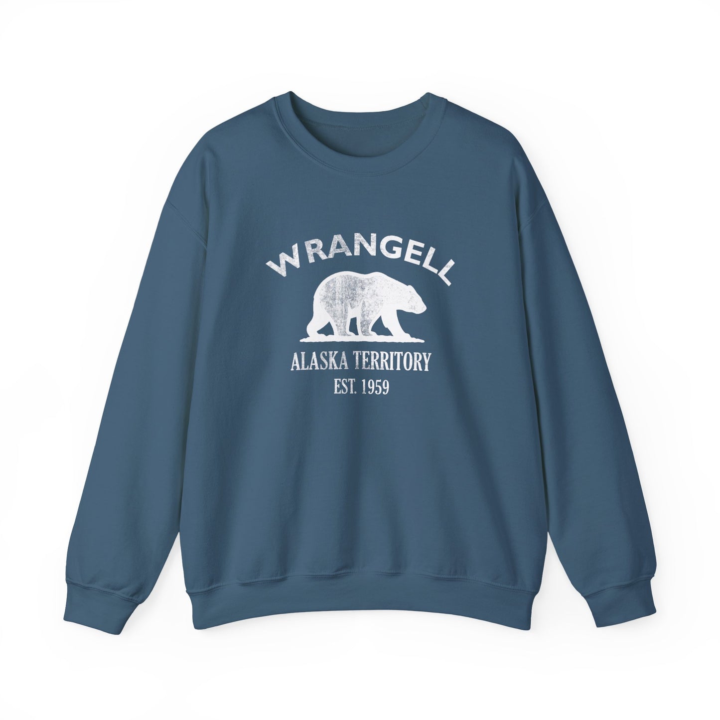 Wrangell Alaska Vintage Retro Unisex Heavy Crewneck Sweatshirt - White Logo