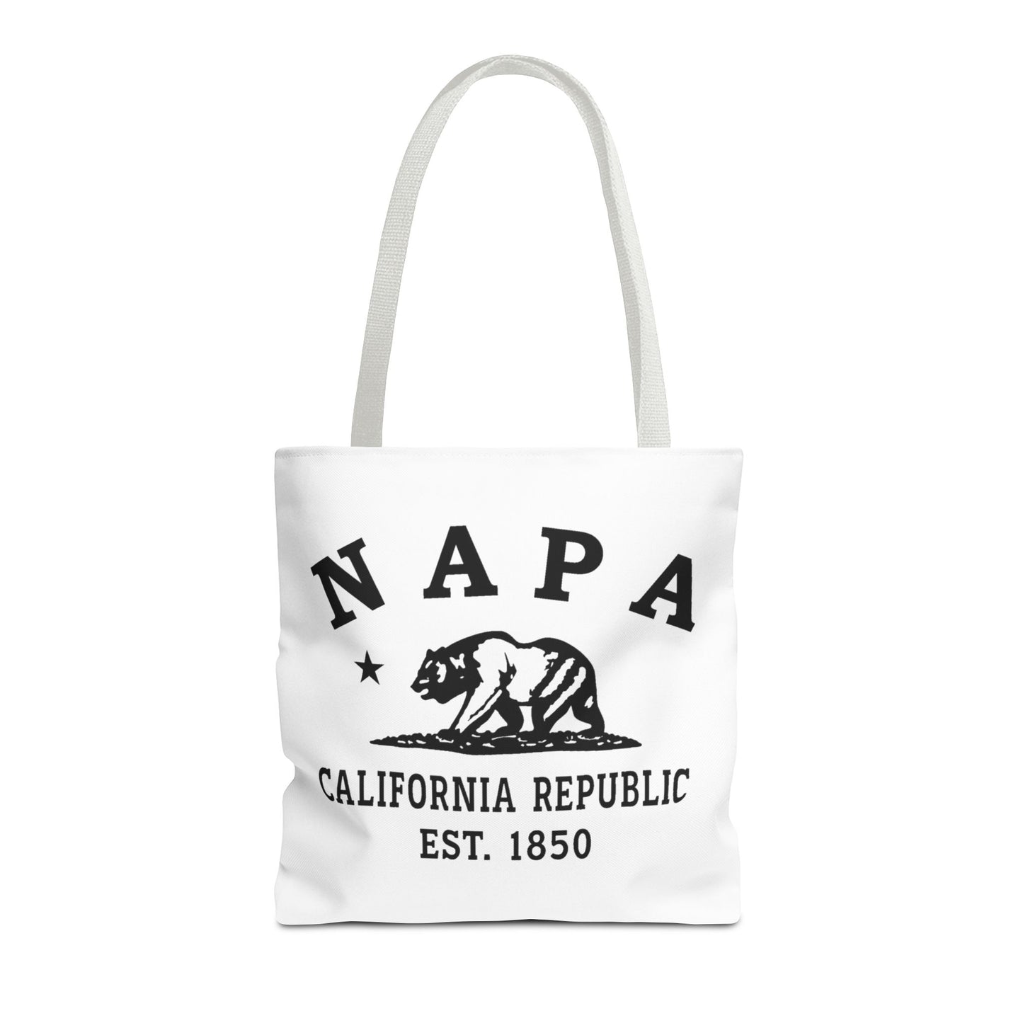 Napa California Vintage Retro Light Canvas Tote - Black Logo