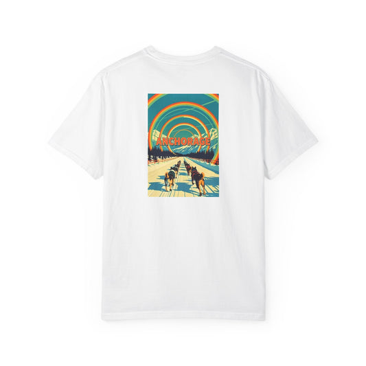 Anchorage Alaska Vintage Retro Back Printed Art Series Cotton Tee - Black Logo