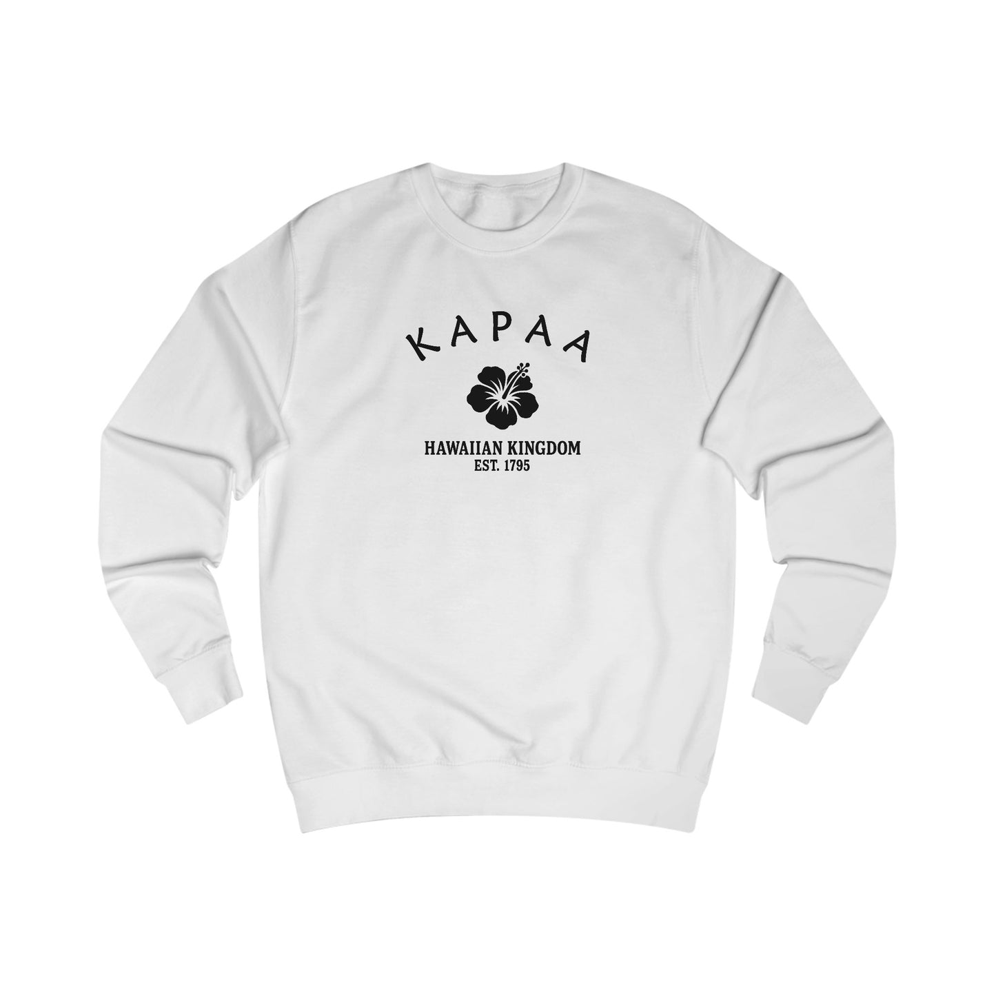 Kapaa Hawaii Vintage Retro Premium Crewneck Sweatshirt - Black Logo - Arctic White