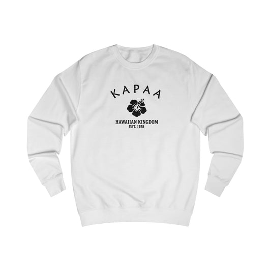 Kapaa Hawaii Vintage Retro Premium Crewneck Sweatshirt - Black Logo - Arctic White
