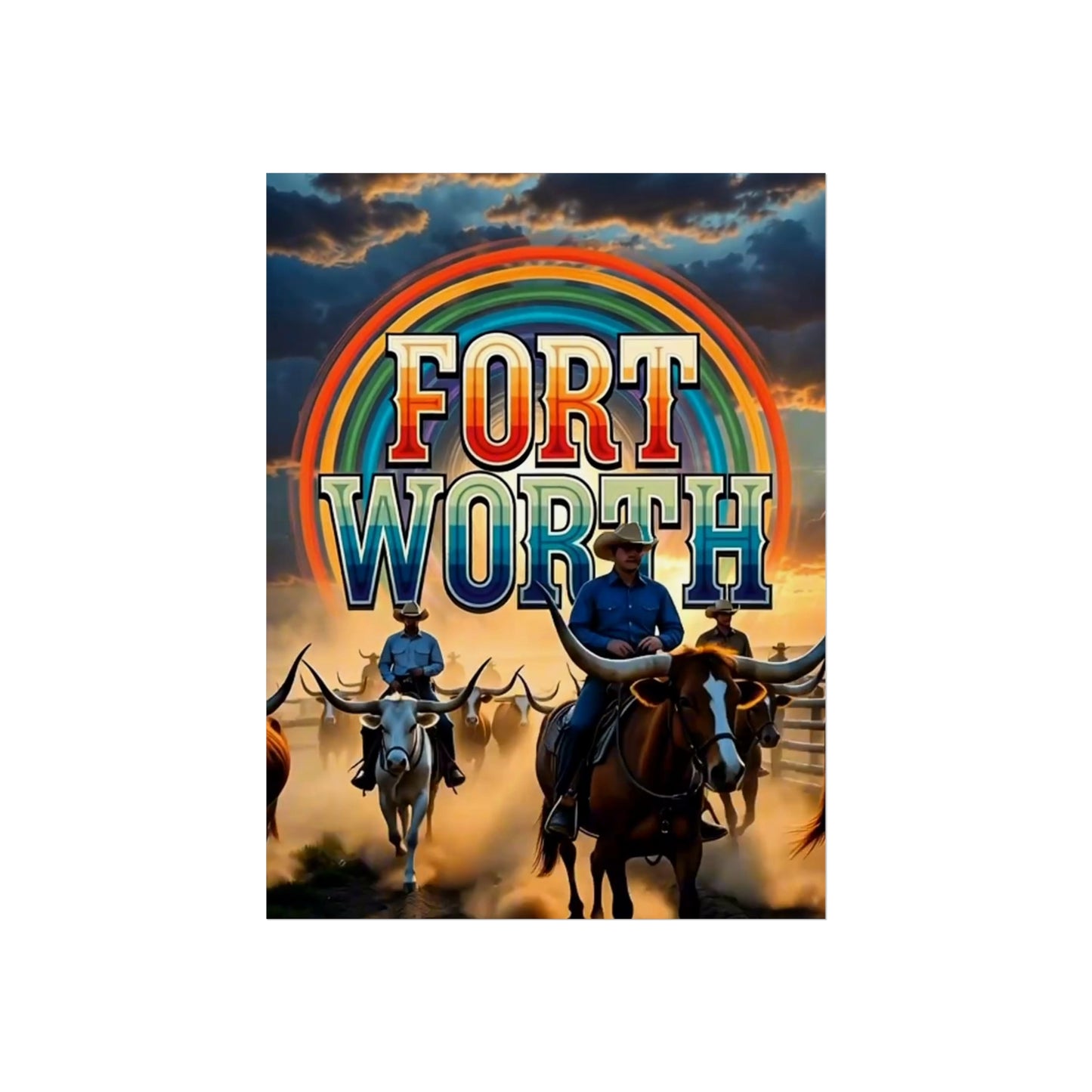 Fort Worth Texas Vintage Retro Giclée Print Art Series Poster
