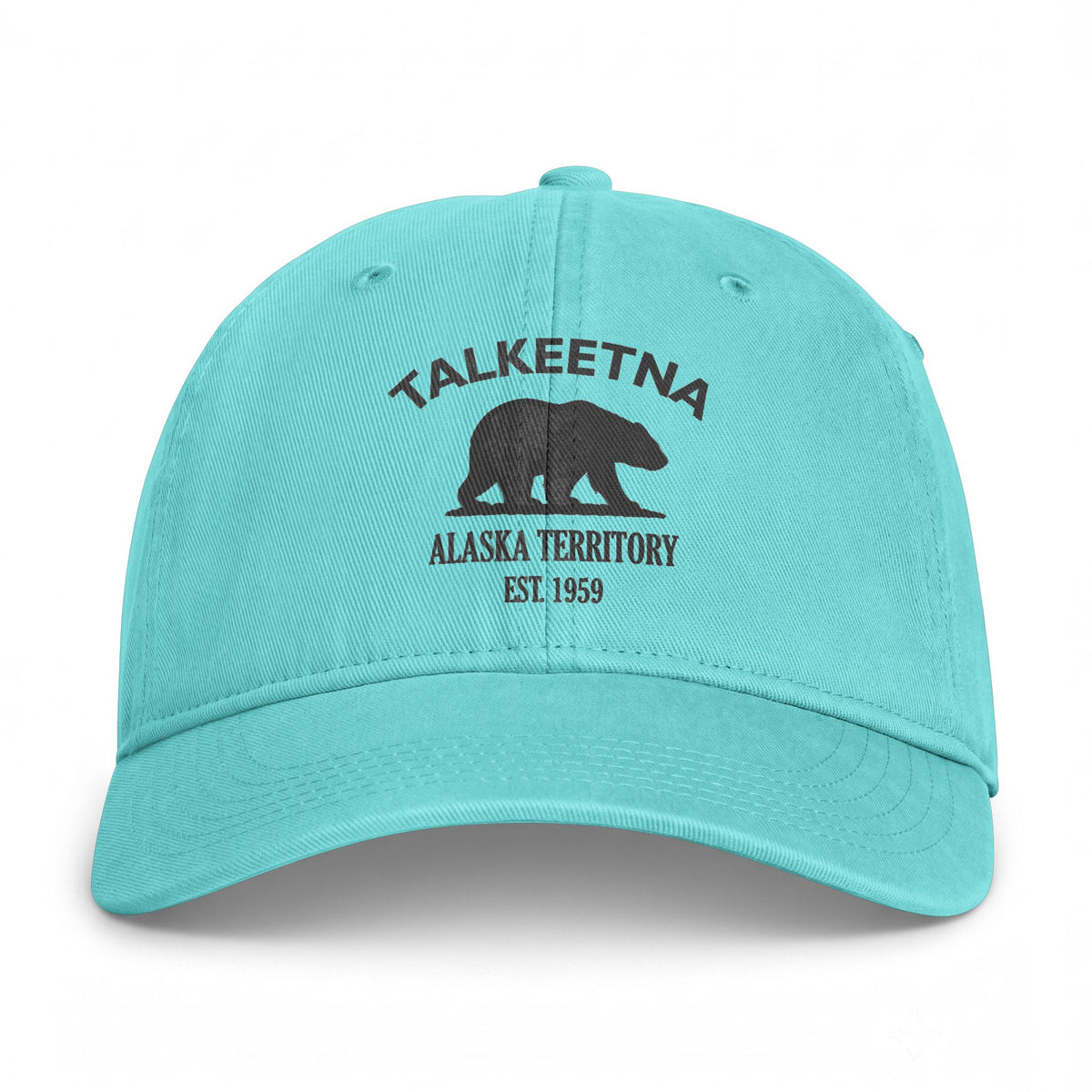 Talkeetna Alaska Distressed Cotton Cap - Charcoal Print Logo