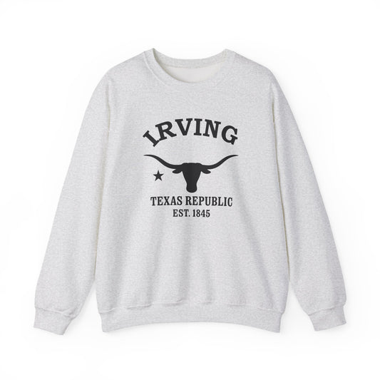Irving Texas Vintage Retro Unisex Heavy Crewneck Sweatshirt - Black Logo