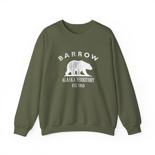 Barrow Alaska Vintage Retro Unisex Heavy Crewneck Sweatshirt - White Logo